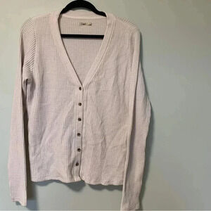 Faherty waffle knit  cream pima cotton blend Peru cardigan